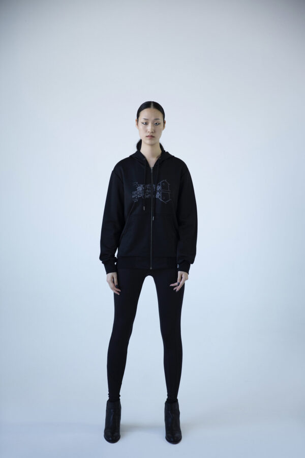 JUMA X W Suzhou- Museum Print Hoodie - 8 Recycled Water Bottles - Black