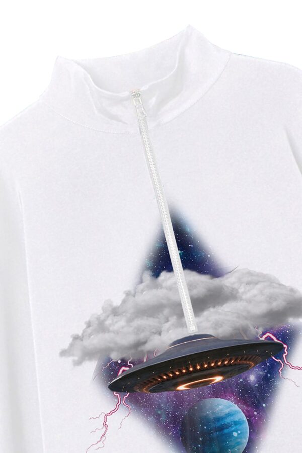 heal we are | ufo print | zip-up | dress | white | sustainable fashion | green fashion | recycled rpet fashion | sustainable design