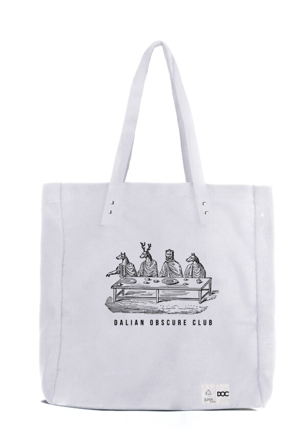 dalian obscure club | animal | print | tote | bag | white | sustainable fashion | green fashion | recycled rpet fashion | sustainable design