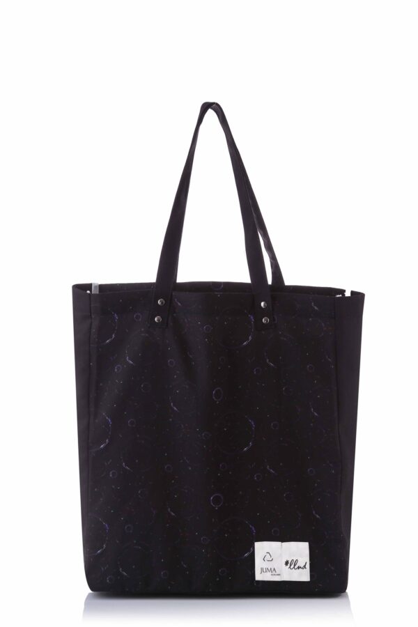 llnd | printed | tote | black | sustainable fashion | green fashion | recycled rpet fashion | sustainable design