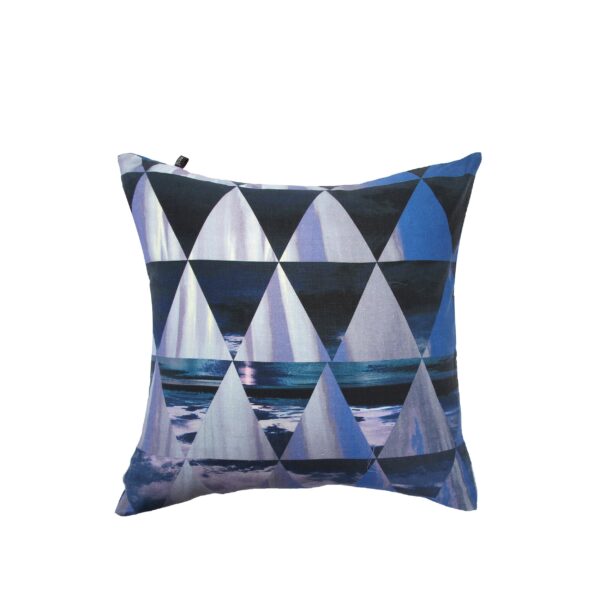 juma|Geometric|Triangles| print| pillow |blue| sustainable fashion | green fashion | recycled rpet fashion | sustainable design