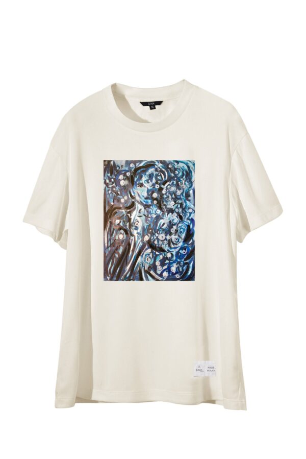 NIGEL NOLAN | PRINT 1 |TSHIRT | CREAM | sustainable fashion | green fashion | recycled rpet fashion | sustainable design