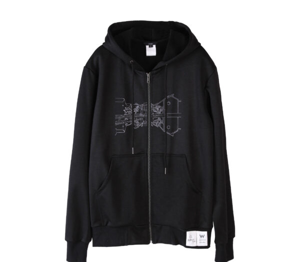 JUMA X W Suzhou- Museum Print Hoodie - 8 Recycled Water Bottles - Black - Image 2