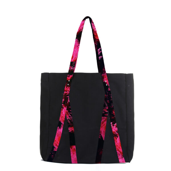 dave tacon | floral | print | tote | bag | black | sustainable fashion | green fashion | recycled rpet fashion | sustainable design