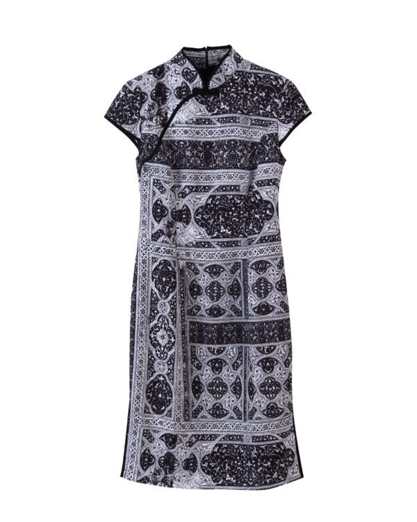 AGA KHAN MUSEUM X JUMA  Shahnameh Qipao Dress- 12 Recycled Water Bottles - Black - Image 2