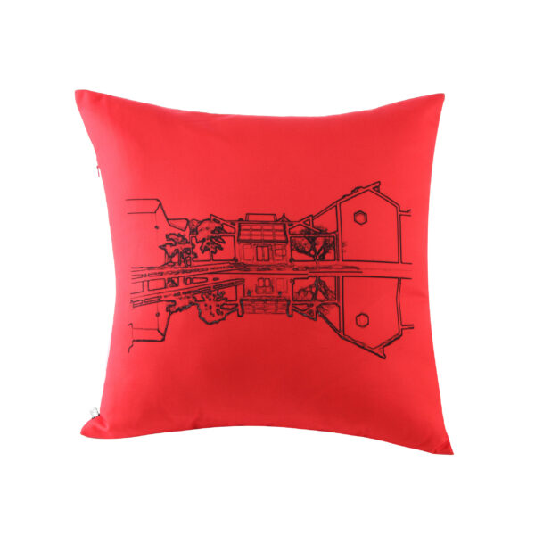 w-suzhou | museum | print | pillow | red | sustainable fashion | green fashion | recycled rpet fashion | sustainable design