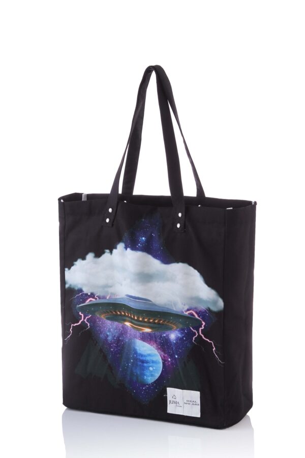 heal we are | ufo print | tote | black | sustainable fashion | green fashion | recycled rpet fashion | sustainable design