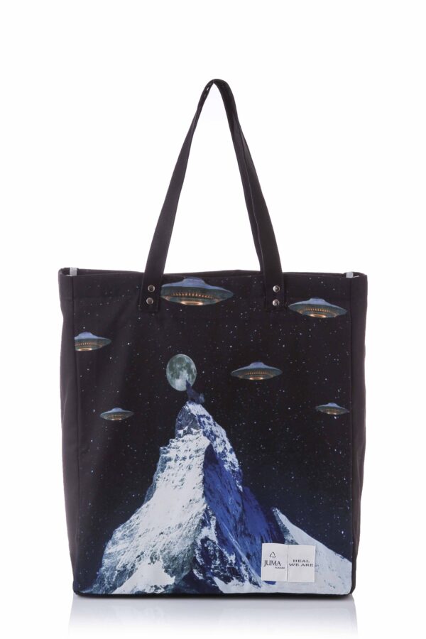 heal we are | ufo print | tote | black | sustainable fashion | green fashion | recycled rpet fashion | sustainable design