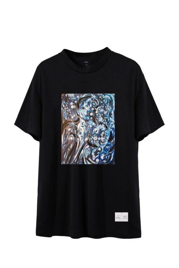 NIGEL NOLAN | 1 | print | t-shirt | black | sustainable fashion | green fashion | recycled rpet fashion | sustainable design