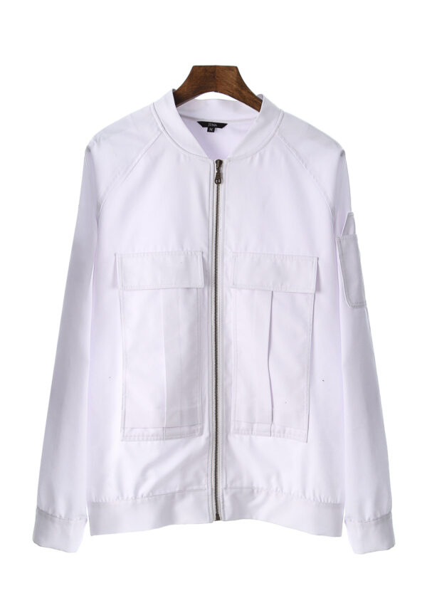 juma | bomber |-jacket | cargo pockets | white | sustainable fashion | green fashion | recycled rpet fashion | sustainable design