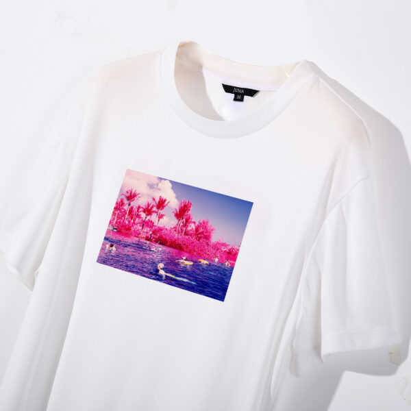 dave tacon | water view | print | t-shirt | white | sustainable fashion | green fashion | recycled rpet fashion | sustainable design