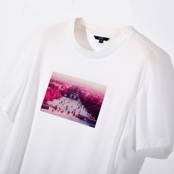 dave tacon | temple | print | t-shirt | white | sustainable fashion | green fashion | recycled rpet fashion | sustainable design