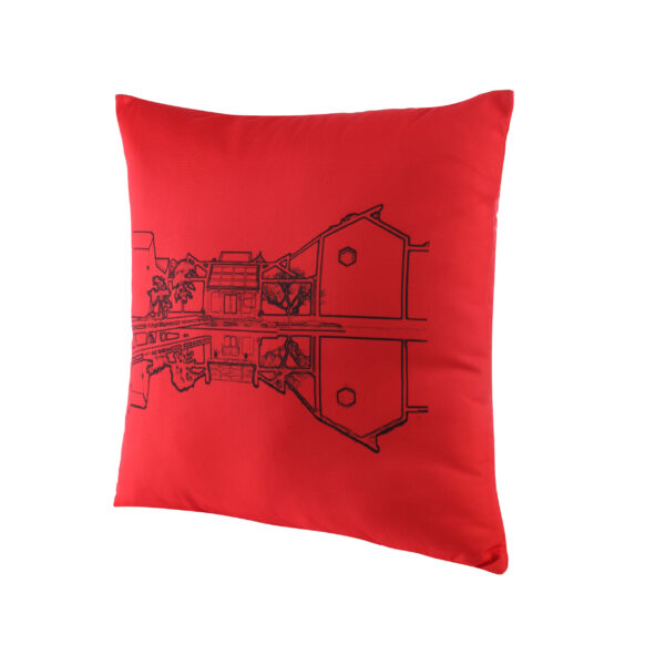 w-suzhou | museum | print | pillow | red | sustainable fashion | green fashion | recycled rpet fashion | sustainable design