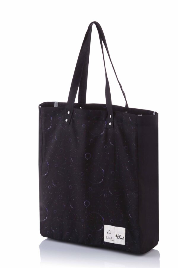 llnd | printed | tote | black | sustainable fashion | green fashion | recycled rpet fashion | sustainable design