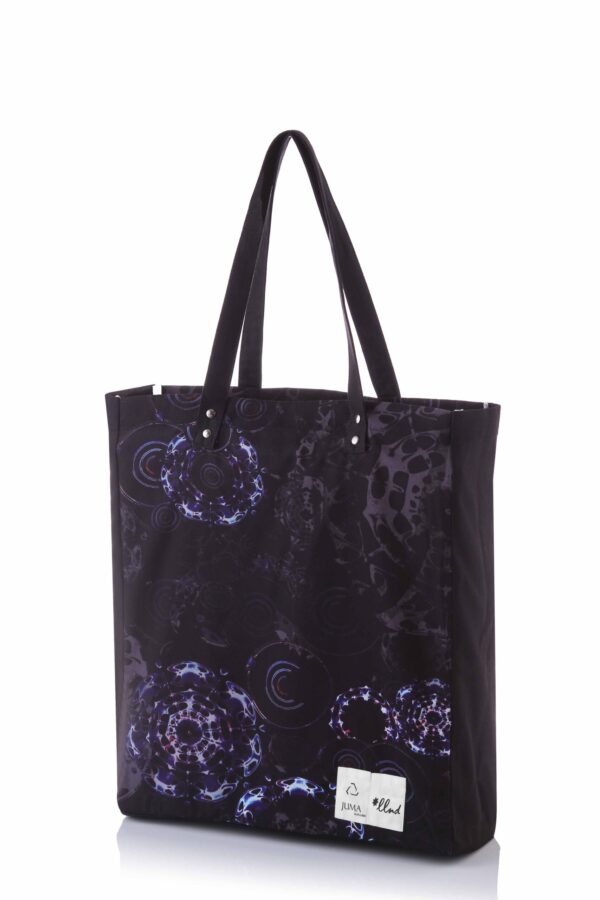 llnd | printed | tote | black | sustainable fashion | green fashion | recycled rpet fashion | sustainable design