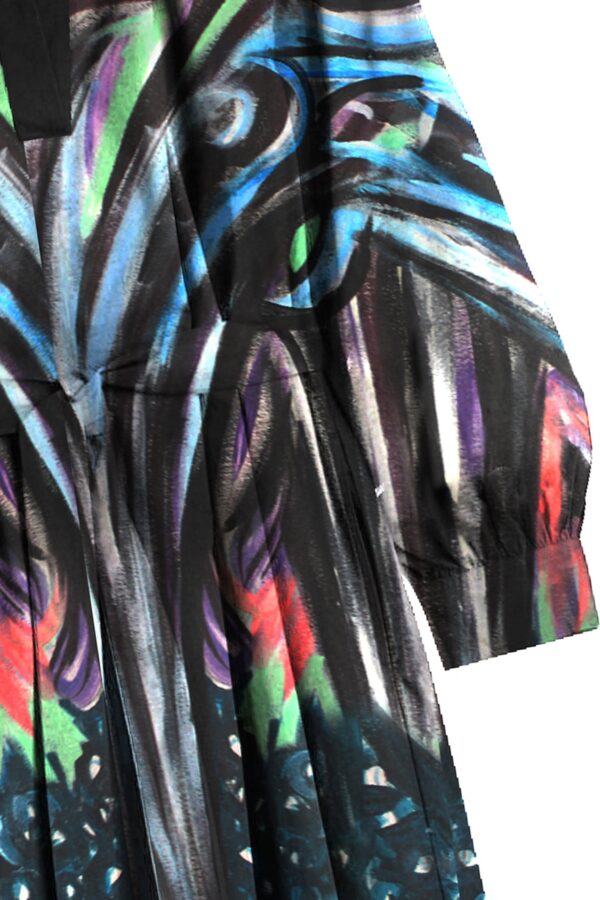 Juma | Nigel Nolan | long sleeve | dress | Floral pour Moonlight | printed | BLACK | sustainable fashion | green fashion | recycled rpet fashion | sustainable design