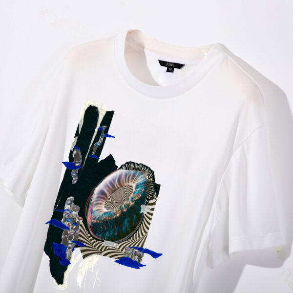 Karmay | o | printed | t-shirt | white | sustainable fashion | green fashion | recycled rpet fashion | sustainable design