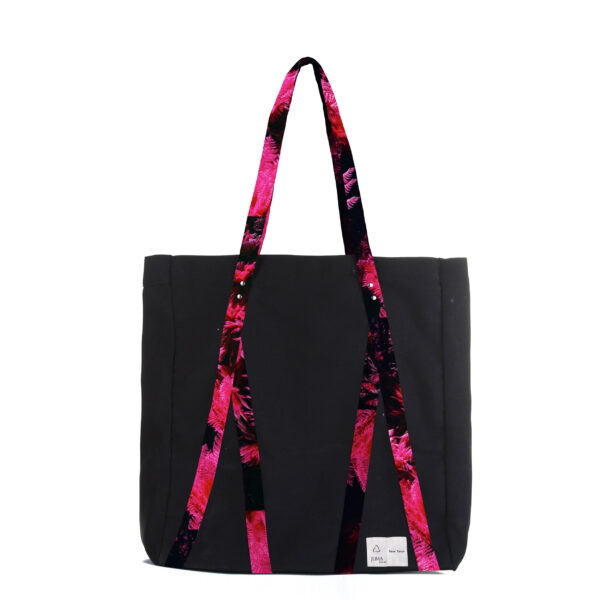 dave tacon | floral | print | tote | bag | black | sustainable fashion | green fashion | recycled rpet fashion | sustainable design