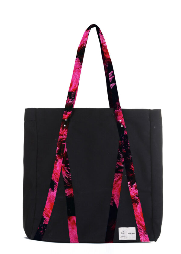dave tacon | floral | print | tote | bag | black | sustainable fashion | green fashion | recycled rpet fashion | sustainable design