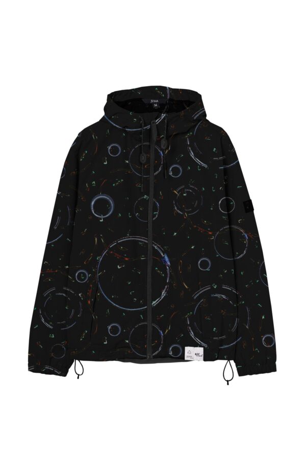 llnd | printed | windbreaker| jacket | black | sustainable fashion | green fashion | recycled rpet fashion | sustainable design