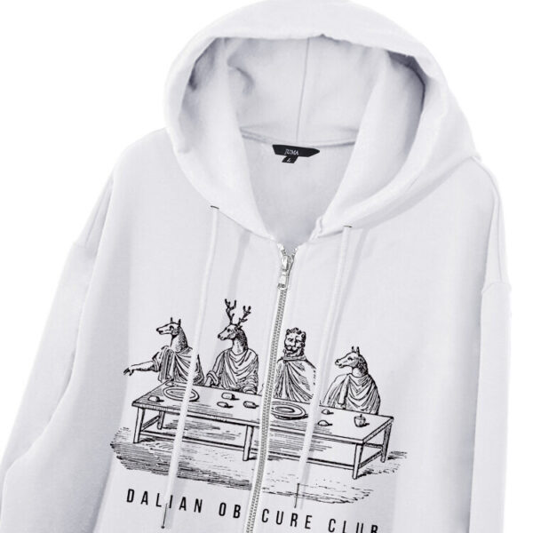 dalian obscure club | animal | Print | hoodie | white | sustainable fashion | green fashion | recycled rpet fashion | sustainable design