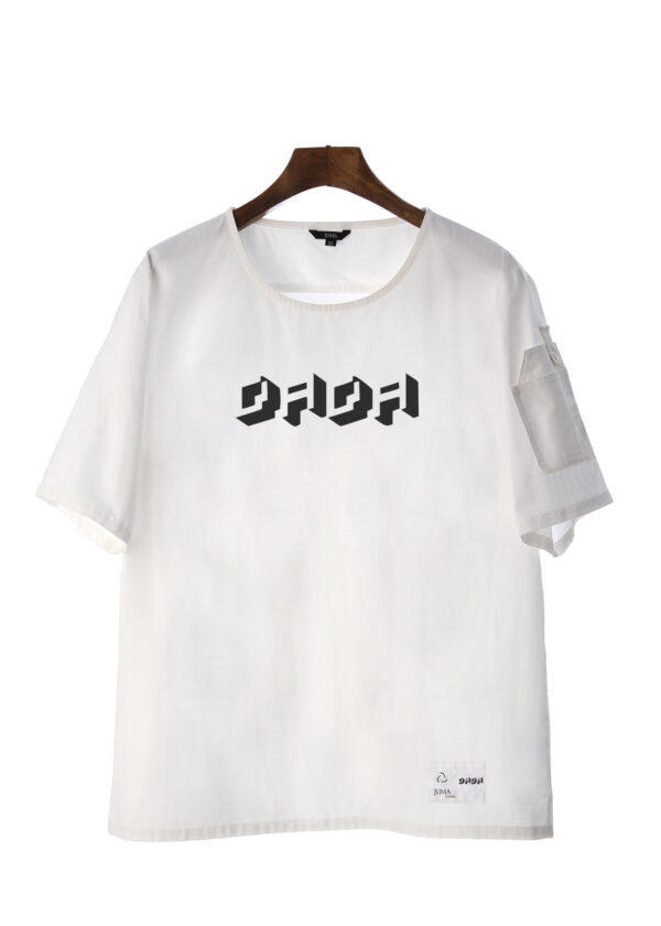 dada | logo | print | short sleeve | shirt | white | sustainable fashion | green fashion | recycled rpet fashion | sustainable design