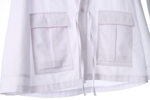 juma | wrap |-jacket | pockets | white | sustainable fashion | green fashion | recycled rpet fashion | sustainable design