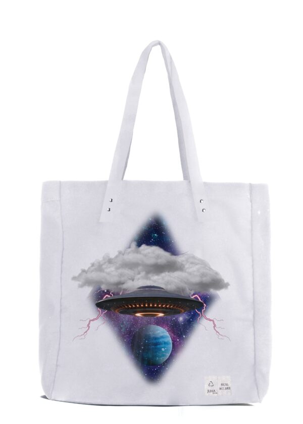 heal we are | ufo print | tote | white | sustainable fashion | green fashion | recycled rpet fashion | sustainable design