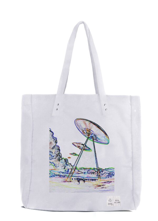 heal we are | ufo print | tote | white | sustainable fashion | green fashion | recycled rpet fashion | sustainable design