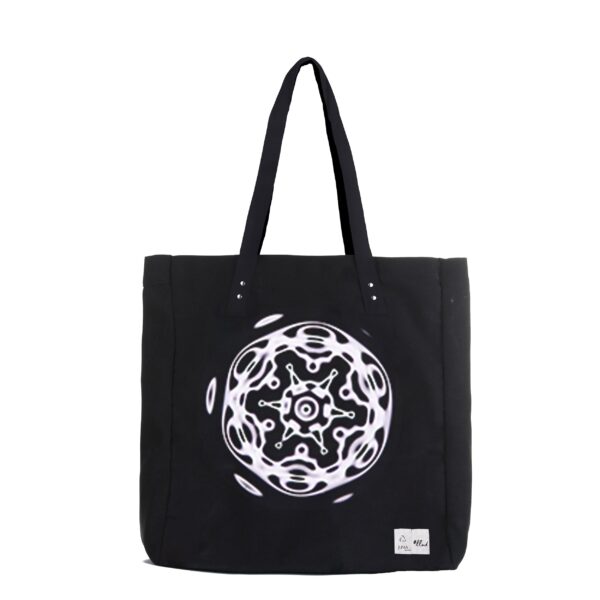 llnd | printed | tote bag | black | sustainable fashion | green fashion | recycled rpet fashion | sustainable design