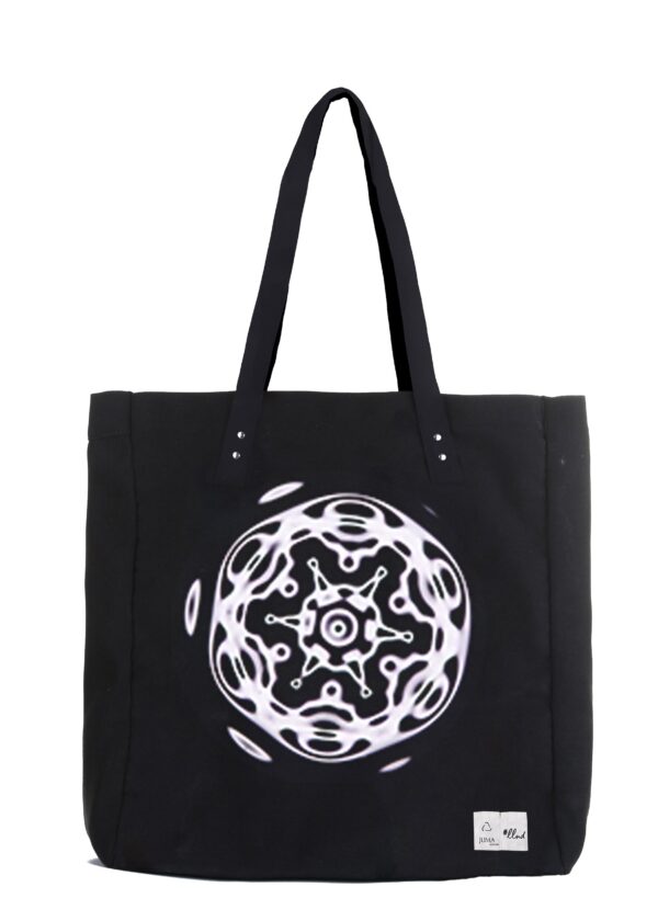 llnd | printed | tote bag | black | sustainable fashion | green fashion | recycled rpet fashion | sustainable design