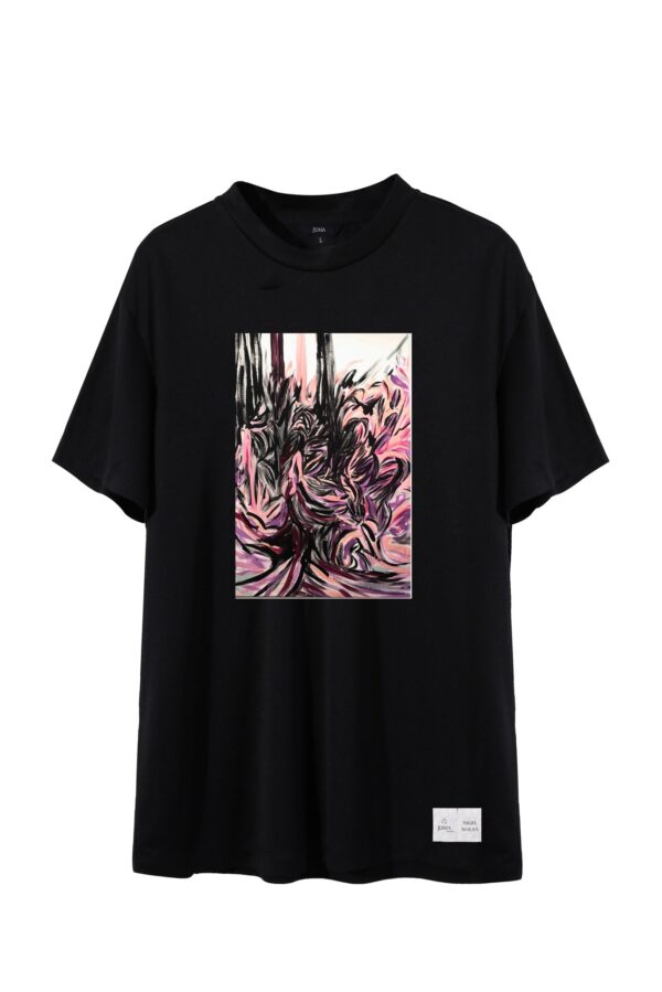 NIGEL NOLAN |  Floral Pour | print | t-shirt | black | sustainable fashion | green fashion | recycled rpet fashion | sustainable design