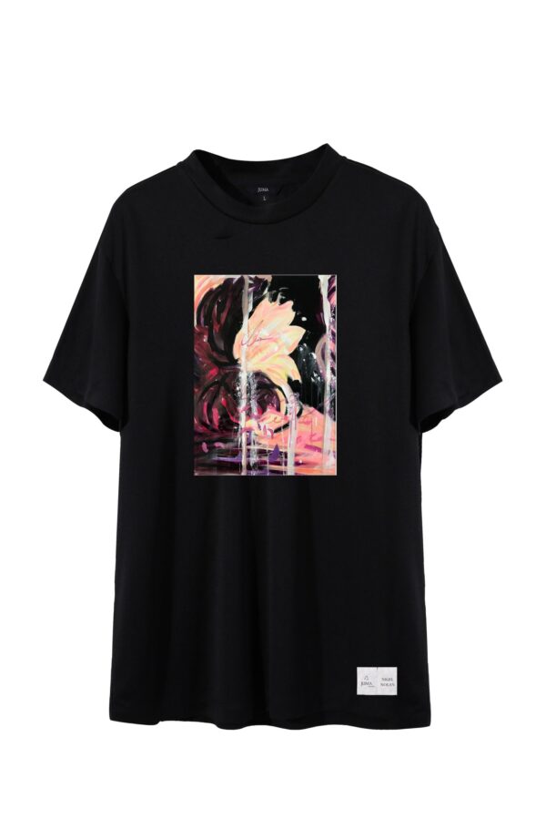 NIGEL NOLAN |  FLOWERS FOR TRAGEDY | print | t-shirt | black | sustainable fashion | green fashion | recycled rpet fashion | sustainable design
