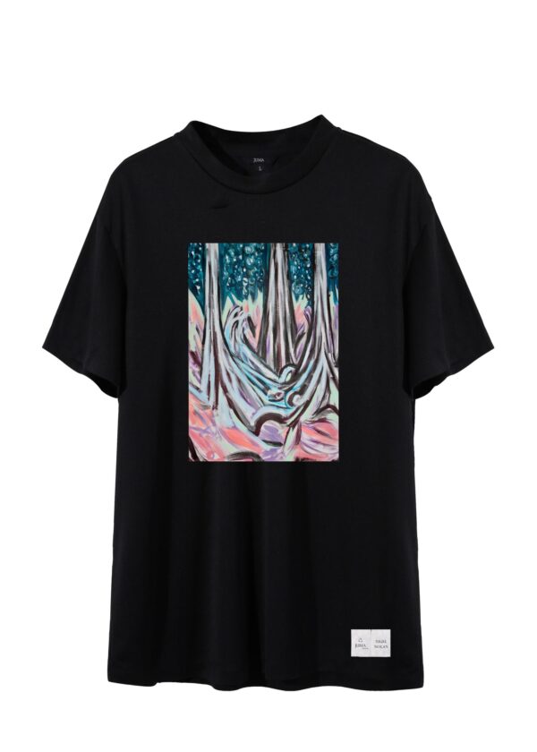 NIGEL NOLAN |   Floral Pour Moonlight | print | t-shirt | black | sustainable fashion | green fashion | recycled rpet fashion | sustainable design
