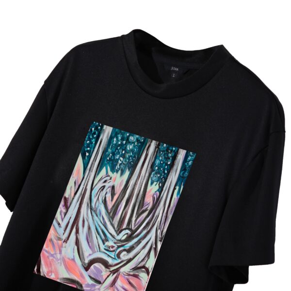 NIGEL NOLAN |   Floral Pour Moonlight | print | t-shirt | black | sustainable fashion | green fashion | recycled rpet fashion | sustainable design