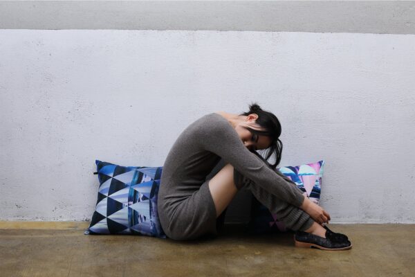 juma|Geometric|Triangles| print| pillow |blue| sustainable fashion | green fashion | recycled rpet fashion | sustainable design