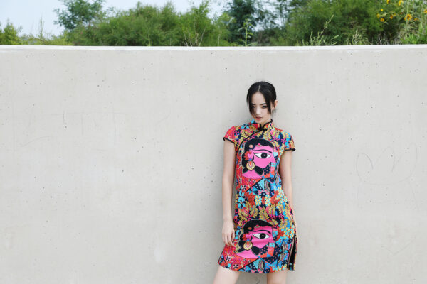 Pink Faces Qipao Dress