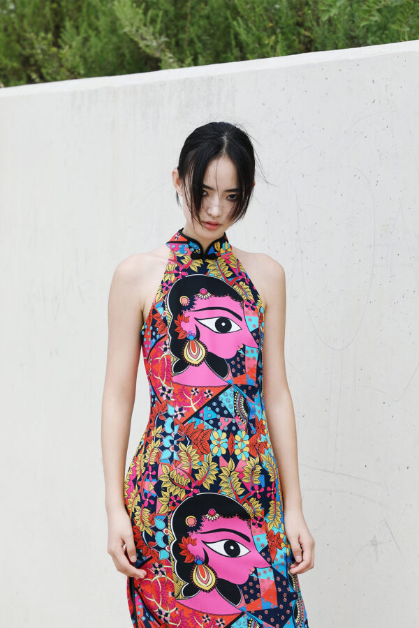 Pink Faces Qipao Dress - Image 2