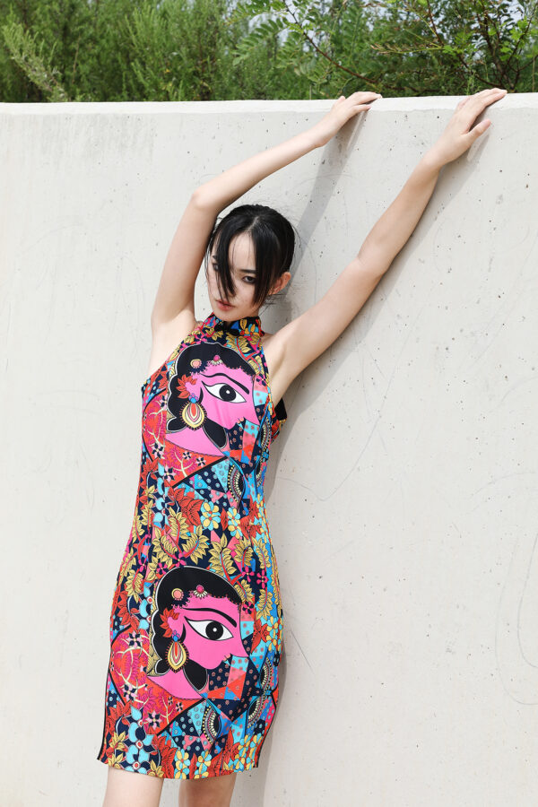 Pink Faces Qipao Dress - Image 4