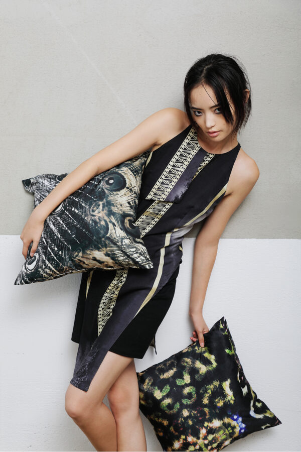 JUMA | Peacock Print | Square Pillow |sustainable fashion| green fashion| recycled rpet fashion| sustainable design