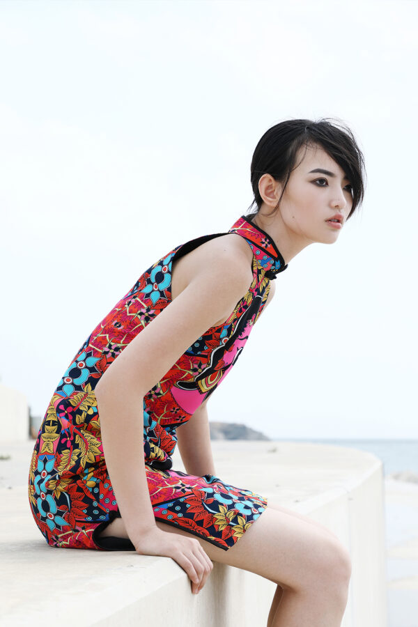 Pink Faces Qipao Dress - Image 6