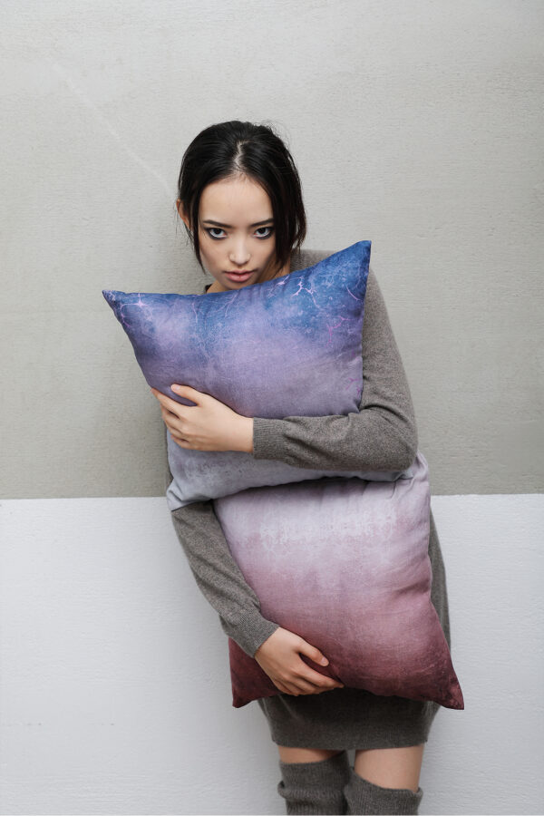 Juma | square | pillow | concrete | red | blue | sustainable fashion | green fashion | recycled rpet fashion | sustainable design