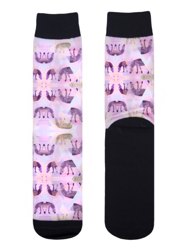 Unisex Pink Zebra Triangles Socks - Image 6