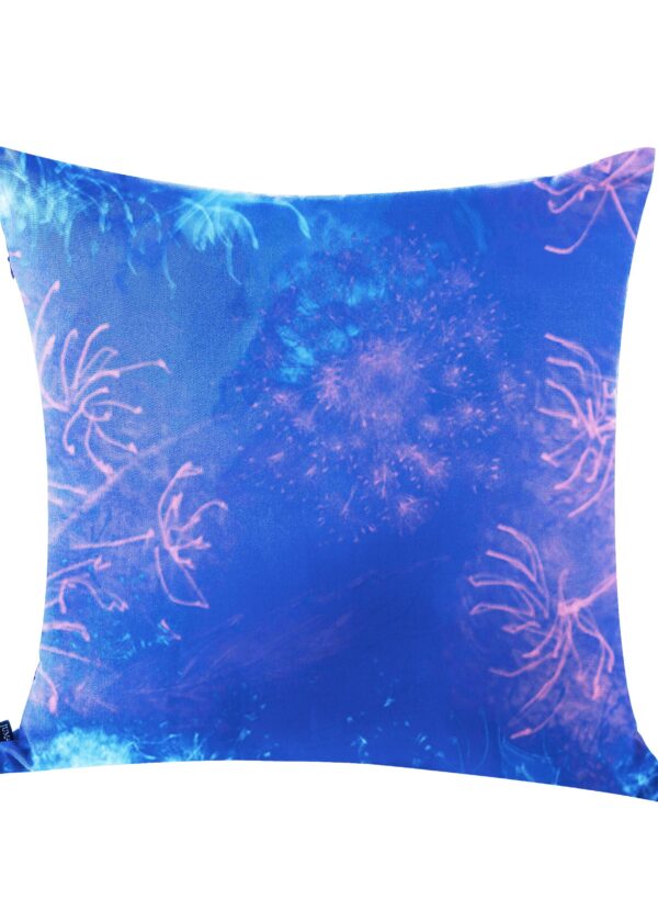 Juma | square | pillow | dandelion | print | electric blue | sustainable fashion | green fashion | recycled rpet fashion | sustainable design