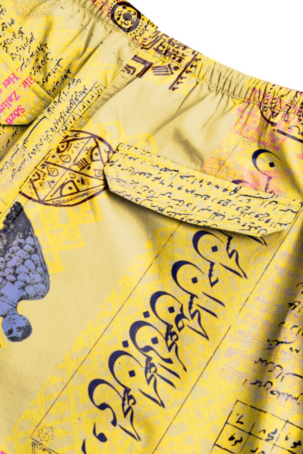 Yamza | printed | parachute pants | yellow | sustainable fashion | green fashion | recycled rpet fashion | sustainable design