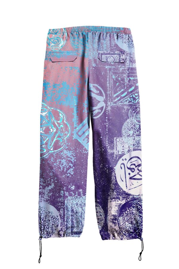 yamza | printed | prachute pants| blue | sustainable fashion | green fashion | recycled rpet fashion | sustainable design