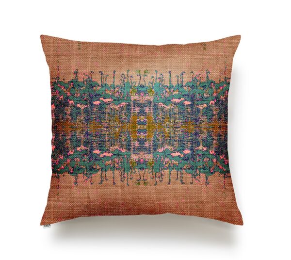 JUMA |Flamingo Print| Square Pillow | Peach |sustainable fashion| green fashion| recycled rpet fashion| sustainable design