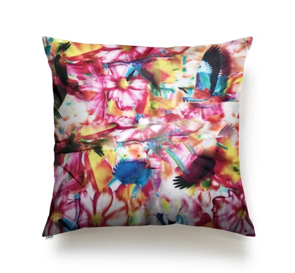 JUMA |Wings Print|  Square Pillow | Pink |sustainable fashion| green fashion| recycled rpet fashion| sustainable design