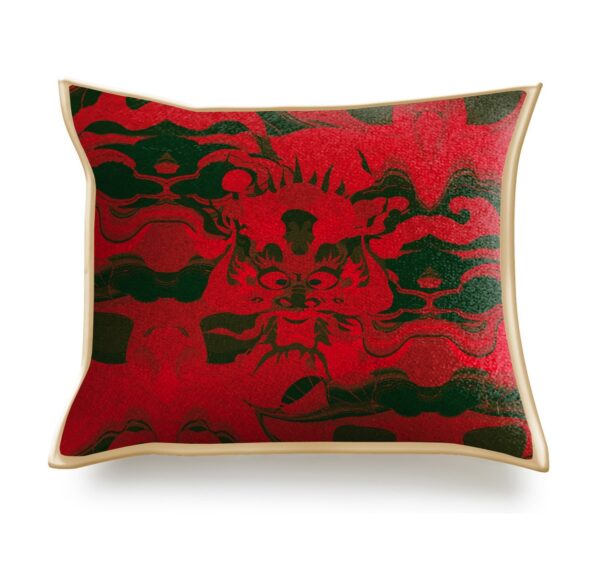 juma| Dragon| print | pillow |Red| sustainable fashion | green fashion | recycled rpet fashion | sustainable design