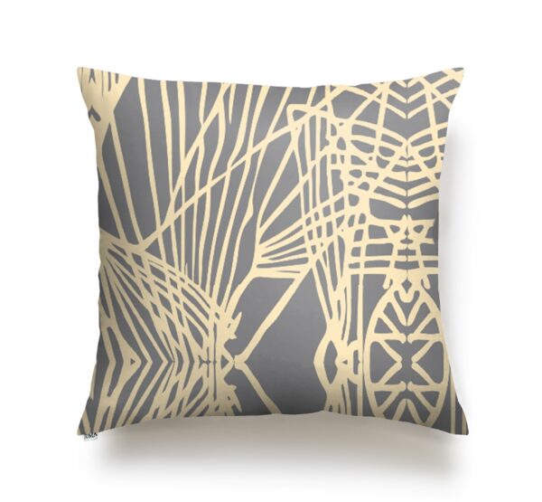 JUMA Bamboo Print- Square Pillow - 4 Recycled Water Bottles -Cream